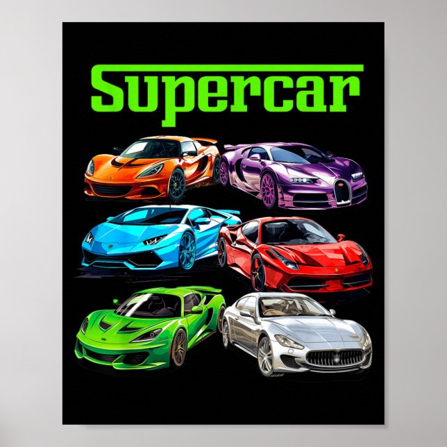 Supercar Cool Car Guy Srts Racing Fan Graphic Men  Poster (Framsidan)