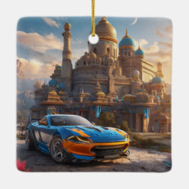 Supercar-coola, vackert kloster julgransprydnad keramik