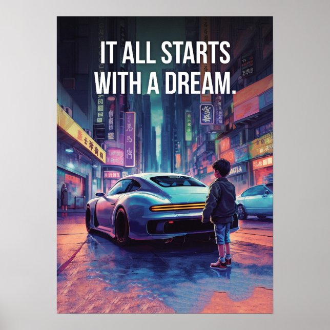 Supercar Motivation - Cyberpunk, Hustle, Success Poster (Framsidan)