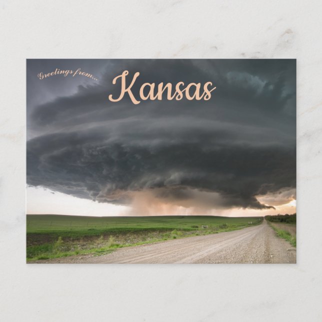 Supercell Thunderstorm närmar sig Severy Kansas Vykort (Framsida)