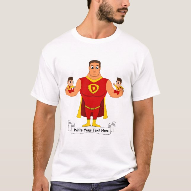 Superdad med twillingar - tecknad t-shirt (Framsida)