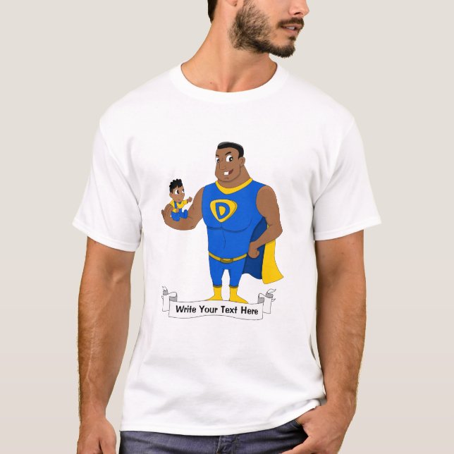 Superdad och ett barn - tecknad t-shirt (Framsida)