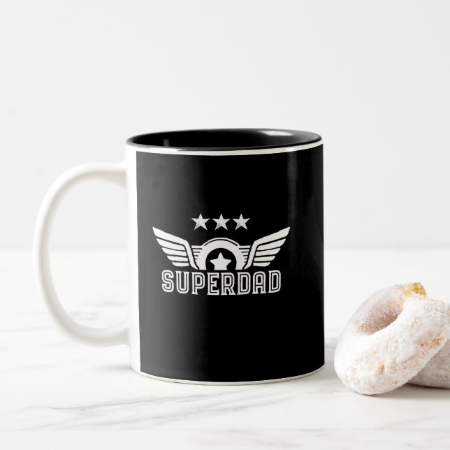 Superdad Superhjälten Pappa Pappa pappa Fars dag Två-Tonad Mugg (Med munk)