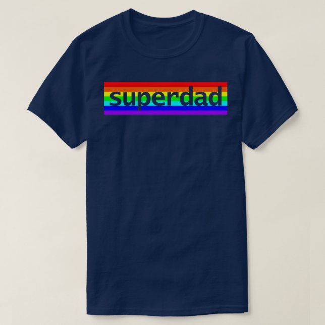 Superdad Typography Pappa Rainbow för Fars dag T Shirt (Design framsida)