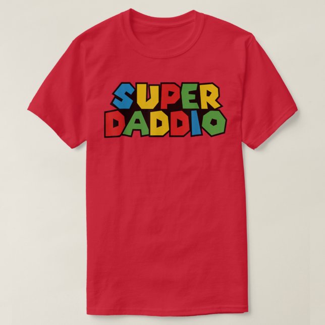 SuperDaddio Funny Gamer Pappa Fars dag-videospel T Shirt (Design framsida)