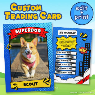 Superdog Comic Trading Card Roliga Anpassade Hundk
