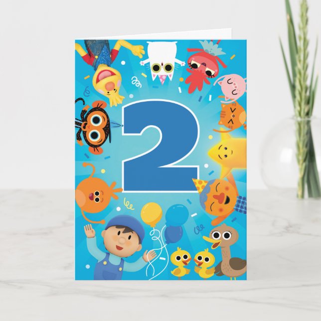 Superenkla karaktärs-konfettifödelsedag kort (Framsida)