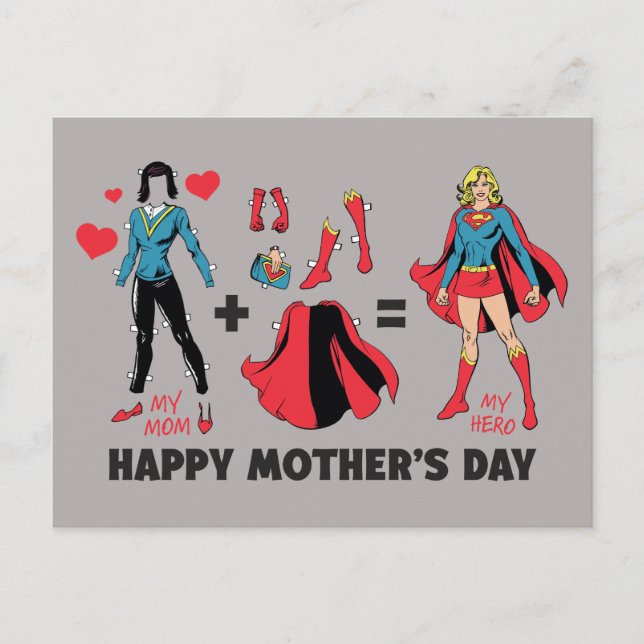 Superflicka | Min Mamma = Min Hero Inbjudan Vykort (Framsida)