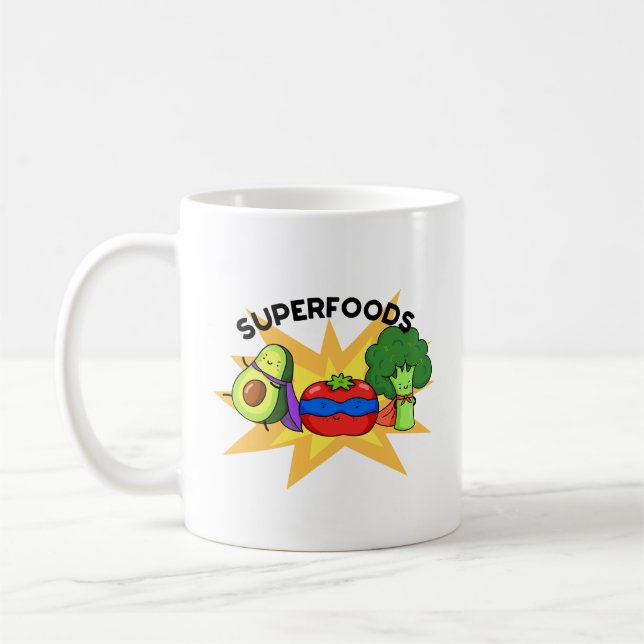Superfood funny Vegetable Pun Kaffemugg (Vänster)