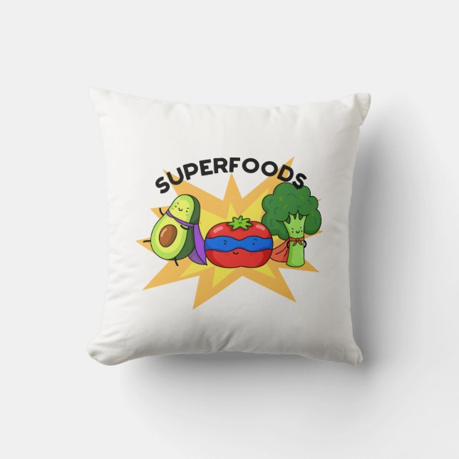 Superfood funny Vegetable Pun Kudde (Framsida)