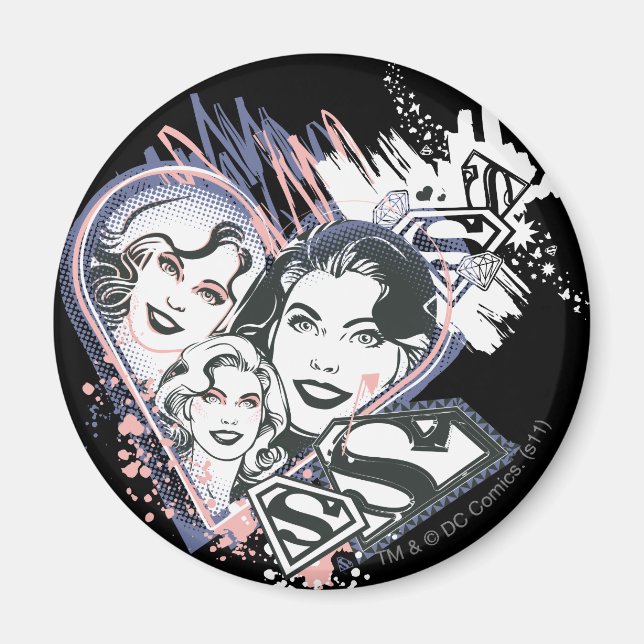 Supergirl Ansikte Collage Magnet (Framsidan)