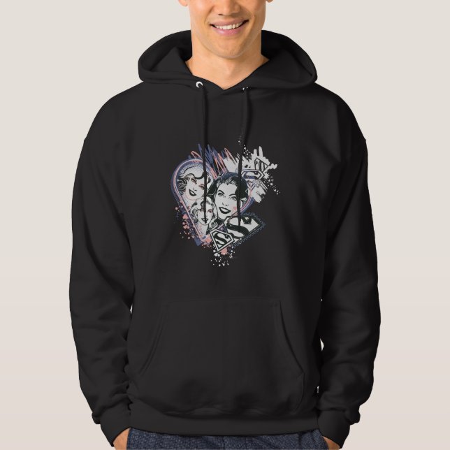 Supergirl Ansikte Collage Sweatshirt Med Luva (Framsida)