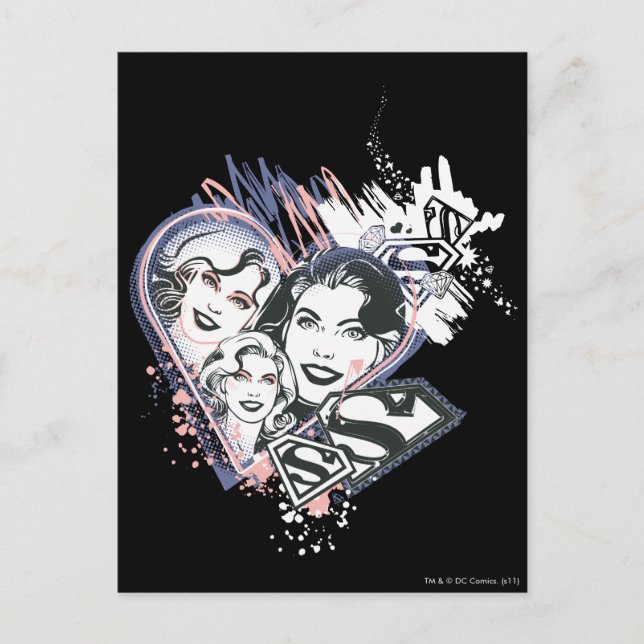 Supergirl Ansikte Collage Vykort (Framsida)