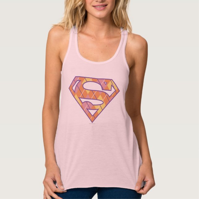 Supergirl Argyle Logotyp Linne Med Racerback (Framsida)