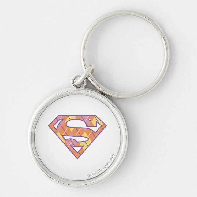 Supergirl Argyle Logotyp Rund Silverfärgad Nyckelring (Framsidan)