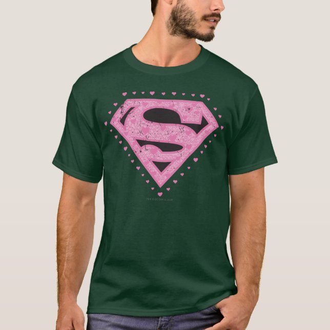 Supergirl bedrövade logotypsvart och rosor tee (Framsida)