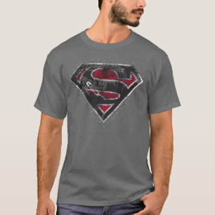 Supergirl bedrövade logotypsvart och rött tee