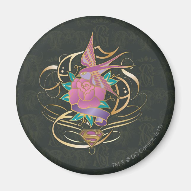 Supergirl Bird and Flower Magnet (Framsidan)