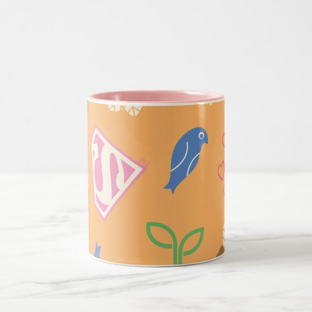 Supergirl Birds & Bees Orange Två-Tonad Mugg (Center)