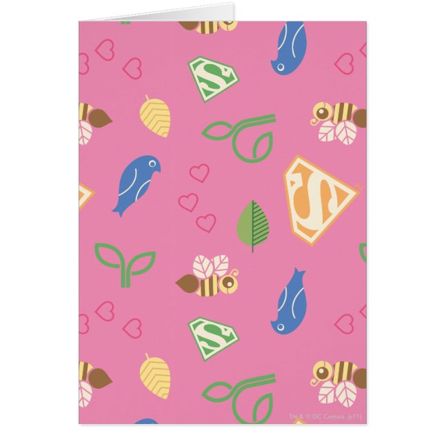 Supergirl Birds & Bees Rosa Hälsningskort (Framsidan)