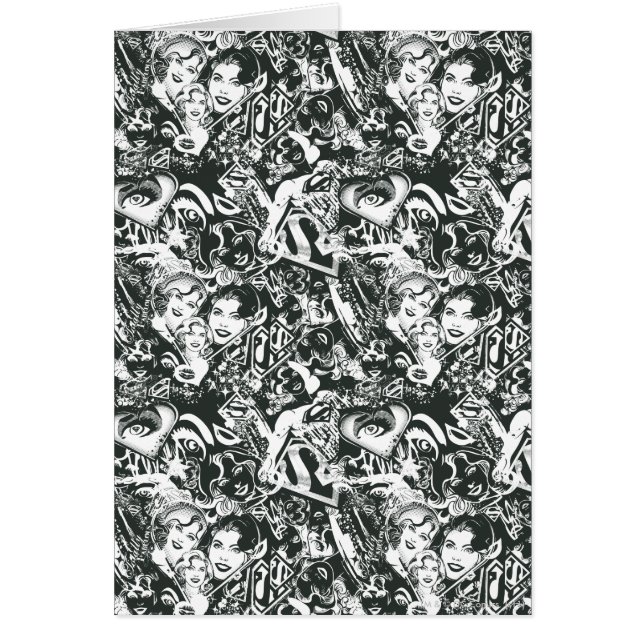 Supergirl Black and White Collage Hälsningskort (Framsidan)