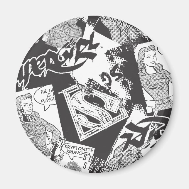 Supergirl Black and White Collage Magnet (Framsidan)