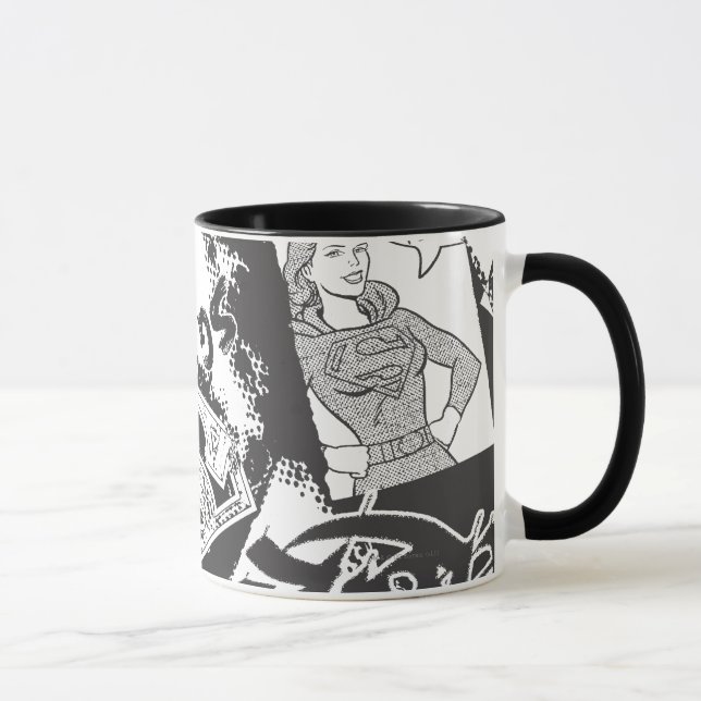 Supergirl Black and White Collage Mugg (Höger)