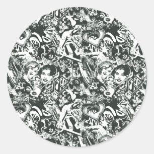 Supergirl Black and White Collage Runt Klistermärke