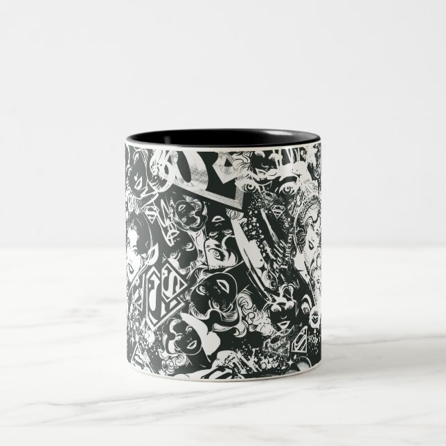 Supergirl Black and White Collage Två-Tonad Mugg (Center)