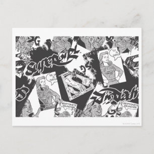 Supergirl Black and White Collage Vykort