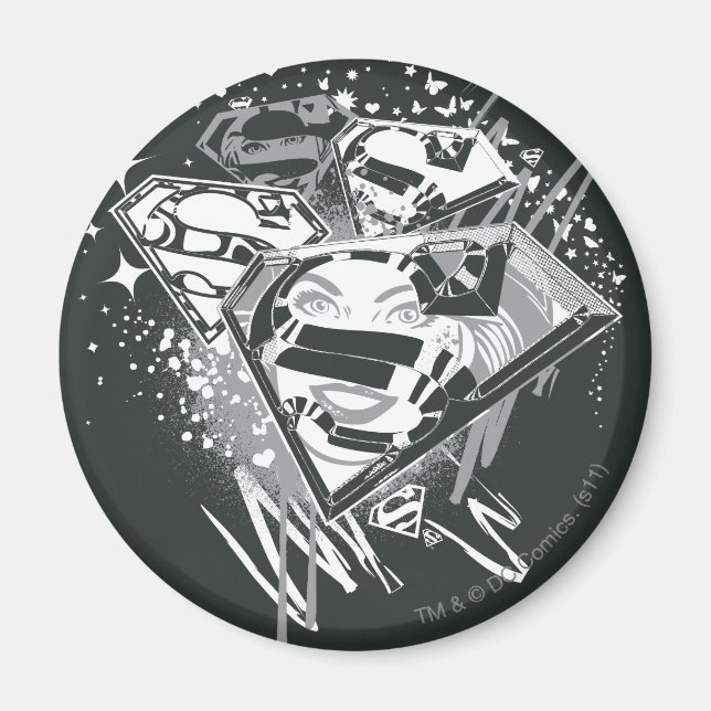 Supergirl Black and White Magnet (Framsidan)