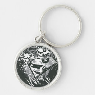 Supergirl Black and White Rund Silverfärgad Nyckelring