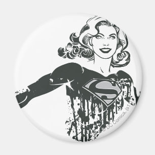 Supergirl Black and White Teckning 1 Magnet