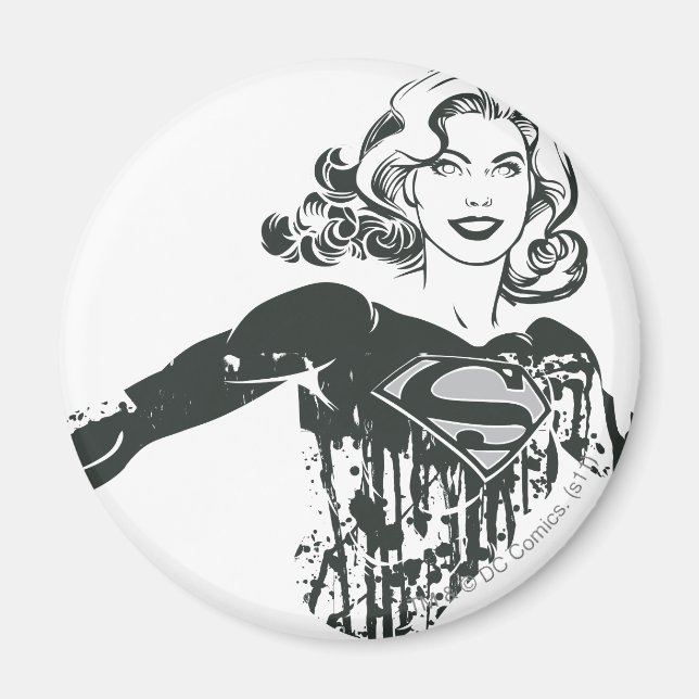 Supergirl Black and White Teckning 1 Magnet (Framsidan)