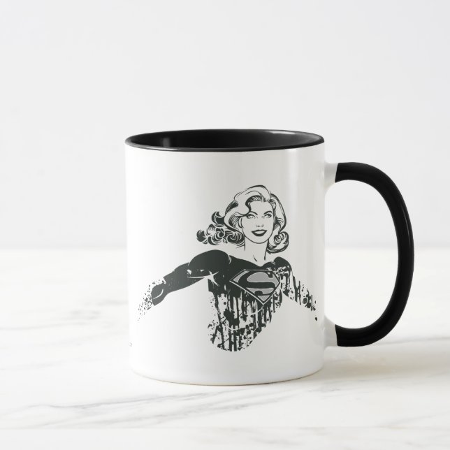 Supergirl Black and White Teckning 1 Mugg (Höger)