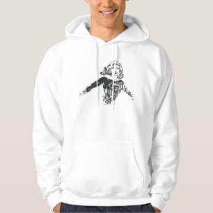 Supergirl Black and White Teckning 1 Sweatshirt Med Luva