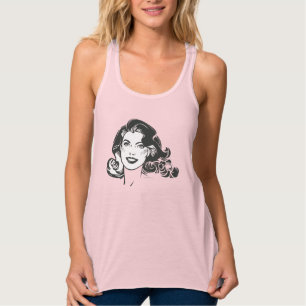 Supergirl Black and White Teckning 2 Linne Med Racerback
