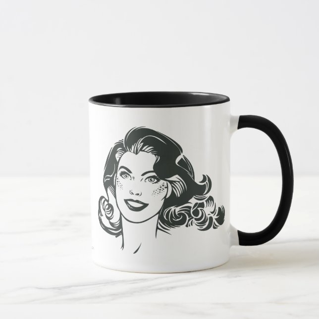Supergirl Black and White Teckning 2 Mugg (Höger)