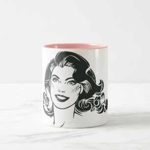 Supergirl Black and White Teckning 2 Två-Tonad Mugg