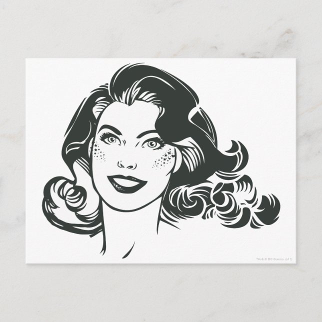 Supergirl Black and White Teckning 2 Vykort (Framsida)