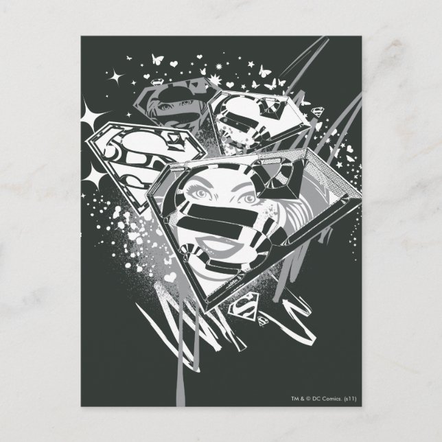 Supergirl Black and White Vykort (Framsida)