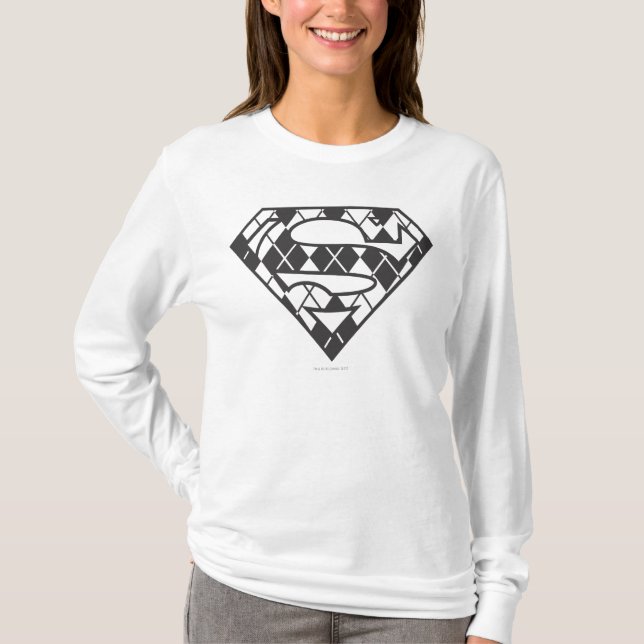 Supergirl Black Argyle Logotyp T Shirt (Framsida)