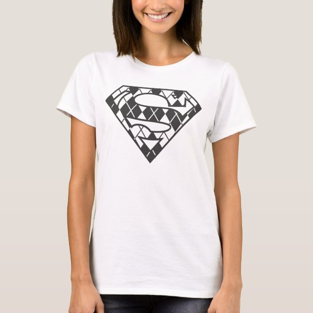 Supergirl Black Argyle Logotyp T Shirt (Framsida)