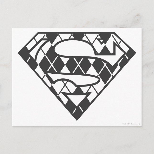 Supergirl Black Argyle Logotyp Vykort (Framsida)