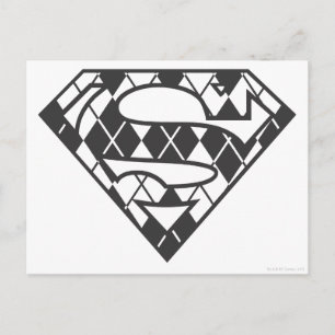 Supergirl Black Argyle Logotyp Vykort