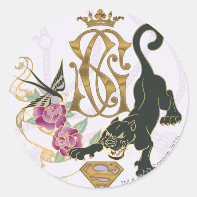 Supergirl Black Panther Runt Klistermärke (Framsida)