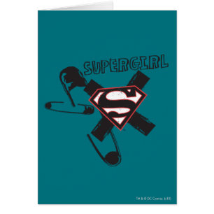 Supergirl Black Safety Stift Hälsningskort