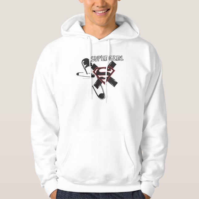 Supergirl Black Safety Stift Hoodie (Framsida)
