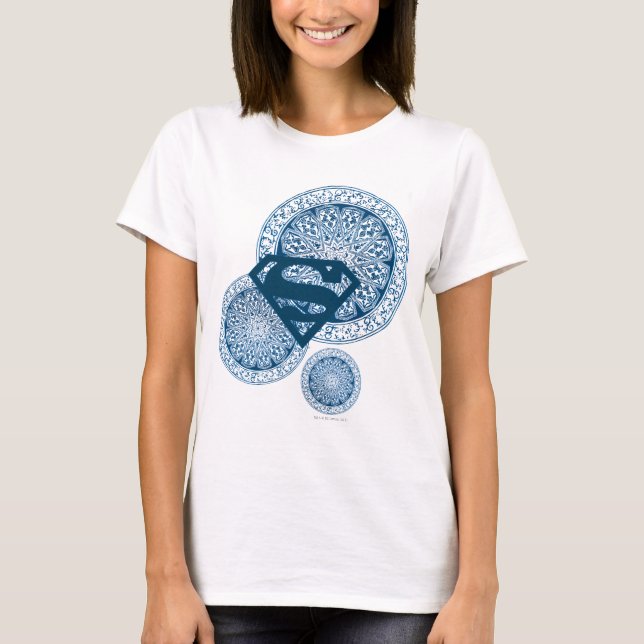 Supergirl blått cirklar design t shirt (Framsida)