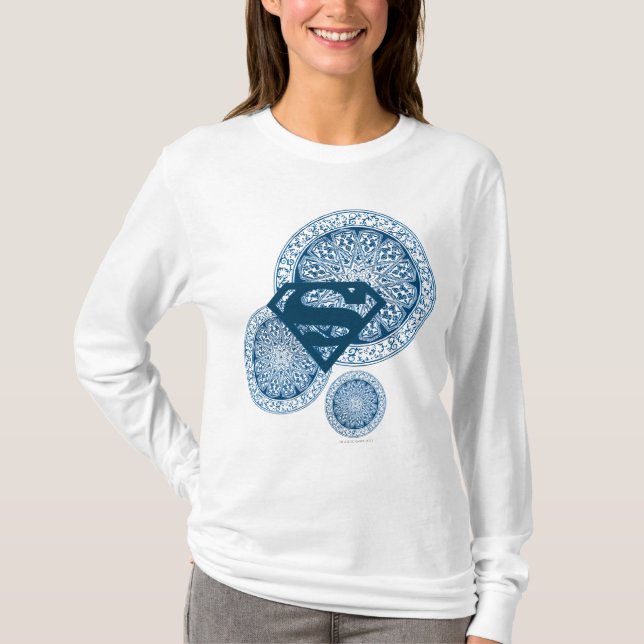 Supergirl blått cirklar design t shirt (Framsida)